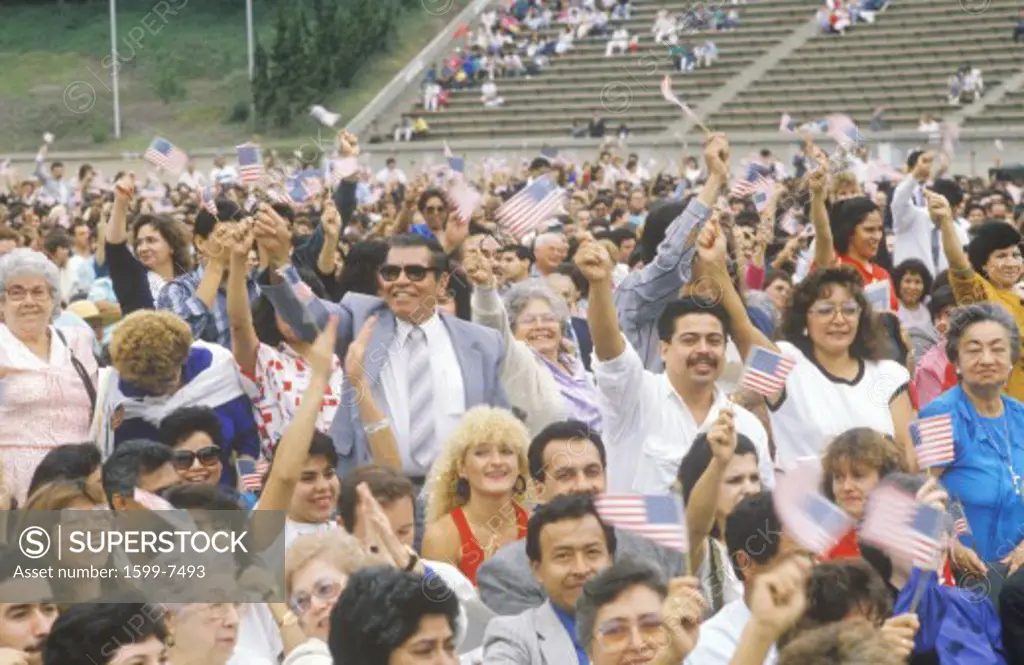 Latinos Taking Pledge of Allegiance, Los Angeles, California