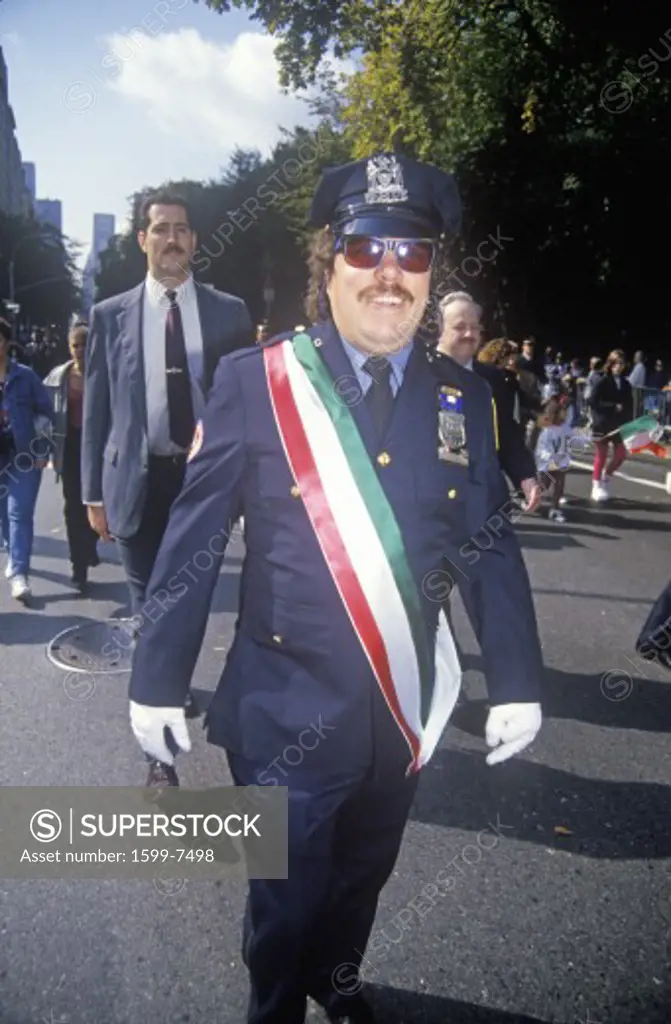 New York City Police Officer at Columbus Day Parade, New York City, New York