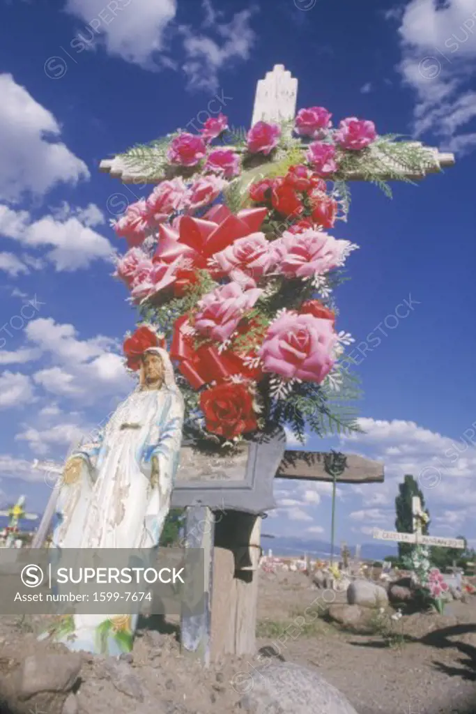 A cemetery on an Indian reservation in Santa Clara New Mexico