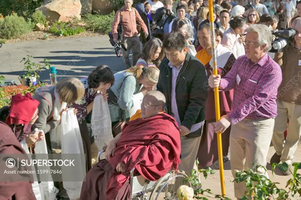Procession from HH Penor Rinpoche's overnight residence to Shrine Room honoring his presence at Meditation Mount in Ojai, CA
