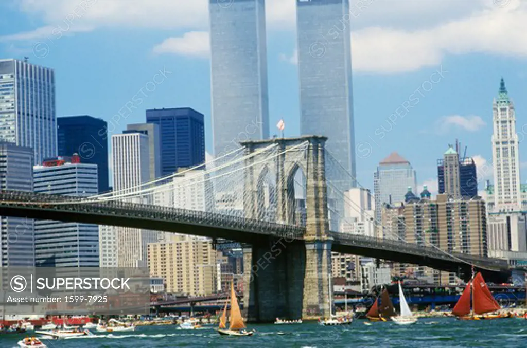 The class B tall ships sailing from Wall Street, Manhattan to the Brooklyn Bridge, New York