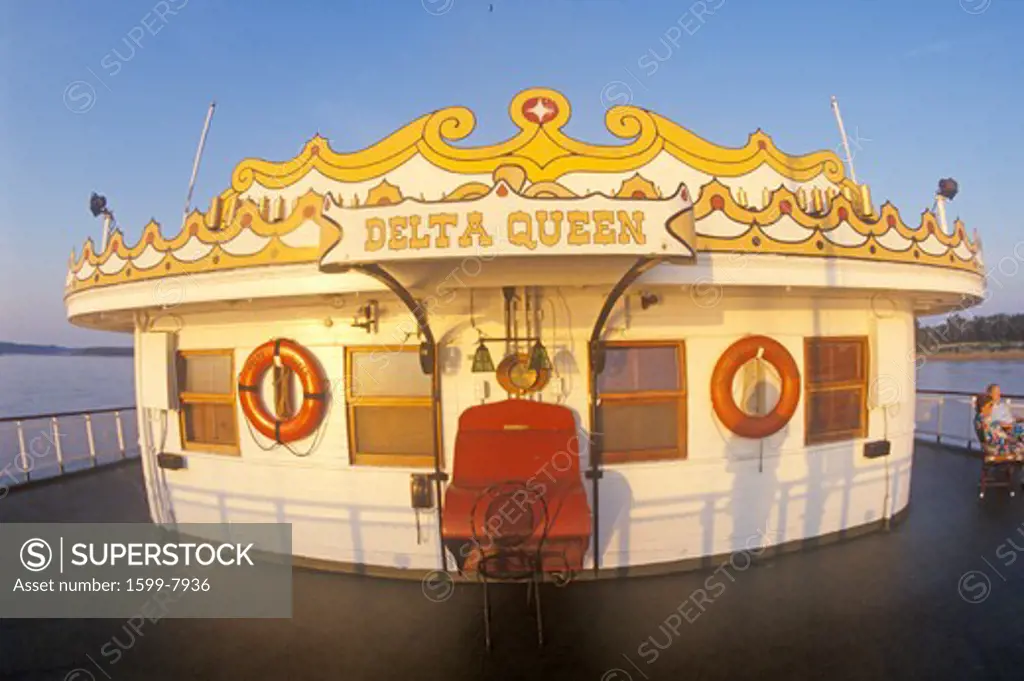 The brightly decorated cabin of the Delta Queen, a relic of the steamboat era of the 19th century, Mississippi River