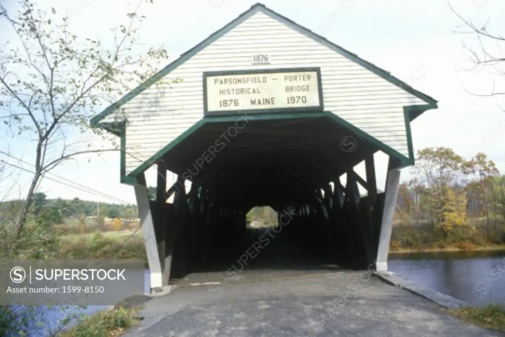The Porter Covered Bridge built in 1876 in Parsonfield, Maine
