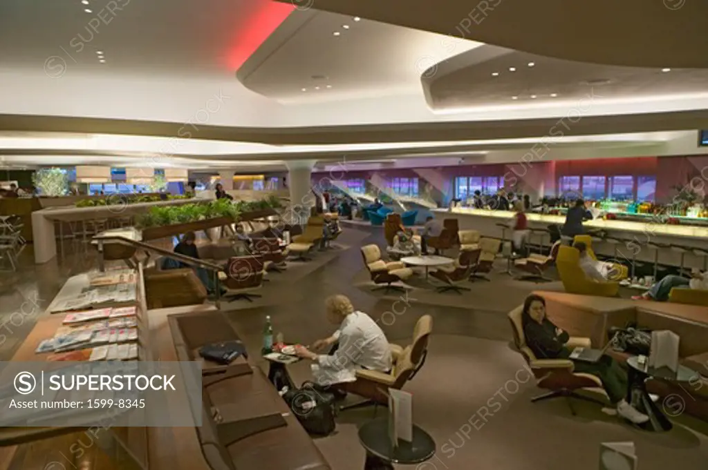Interior view of modern cafe at Heathrow Airport in London, England, United Kingdom