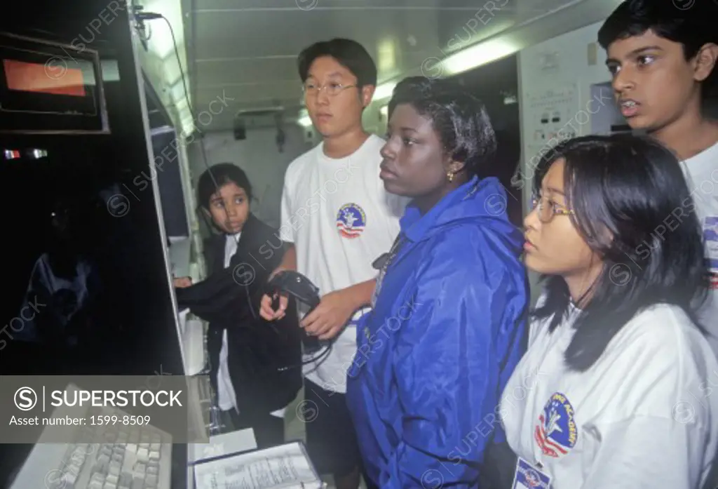 Children at educational Space Shuttle display at Space Camp, George C. Marshall Space Flight Center, Huntsville, AL