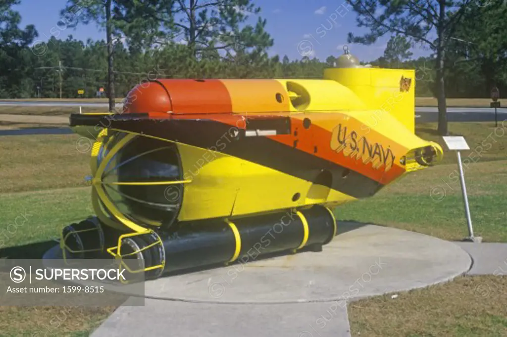 Small Navy submarine on display at Stennis Space Center, Hancock County, Mississippi