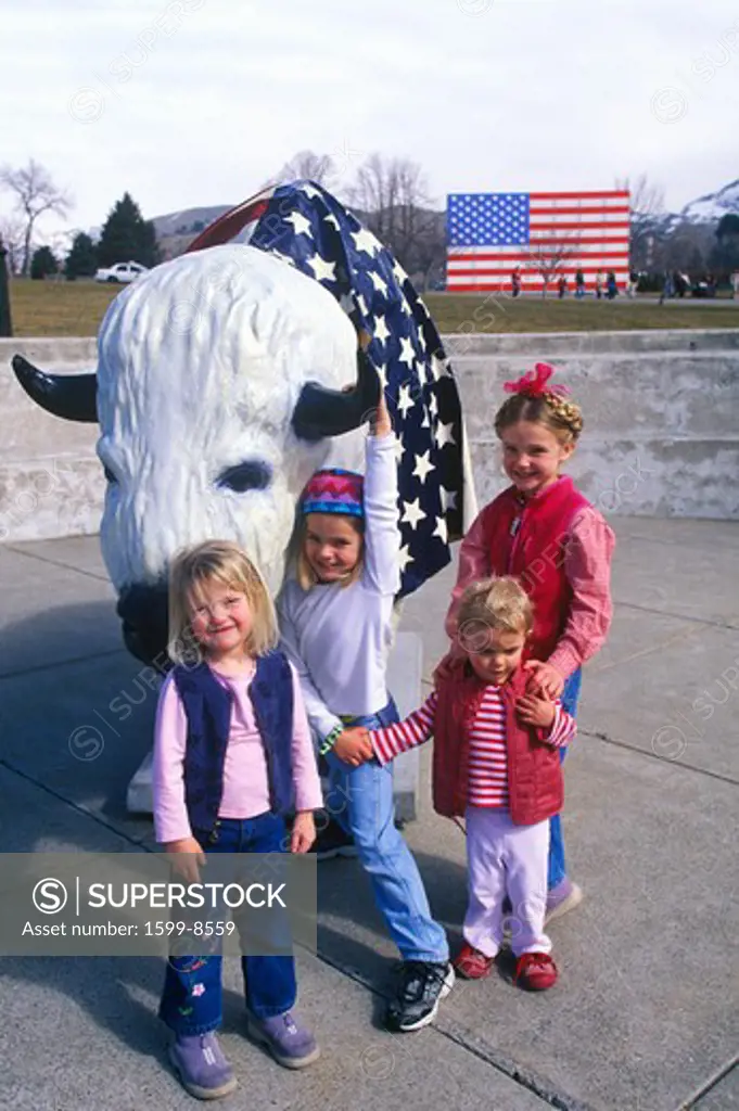 Bison painted with American flag, Community art project, Winter Olympics, state capitol, Salt Lake City, UT