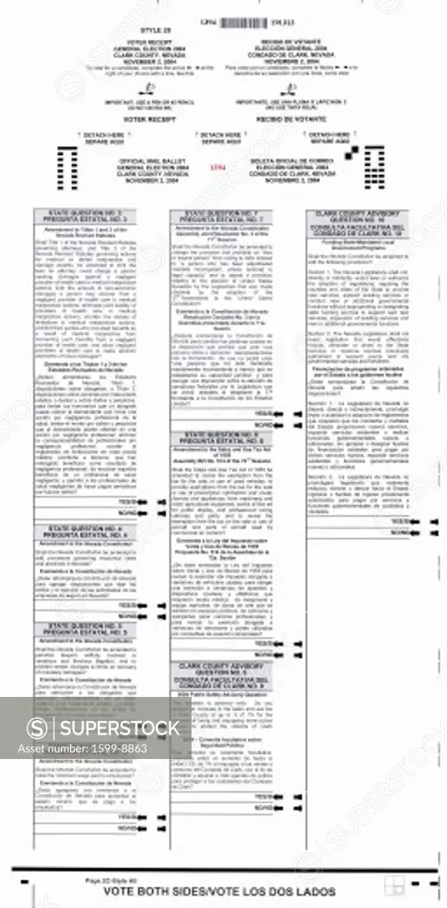Official Election absentee ballot for the 2004 Presidential Election