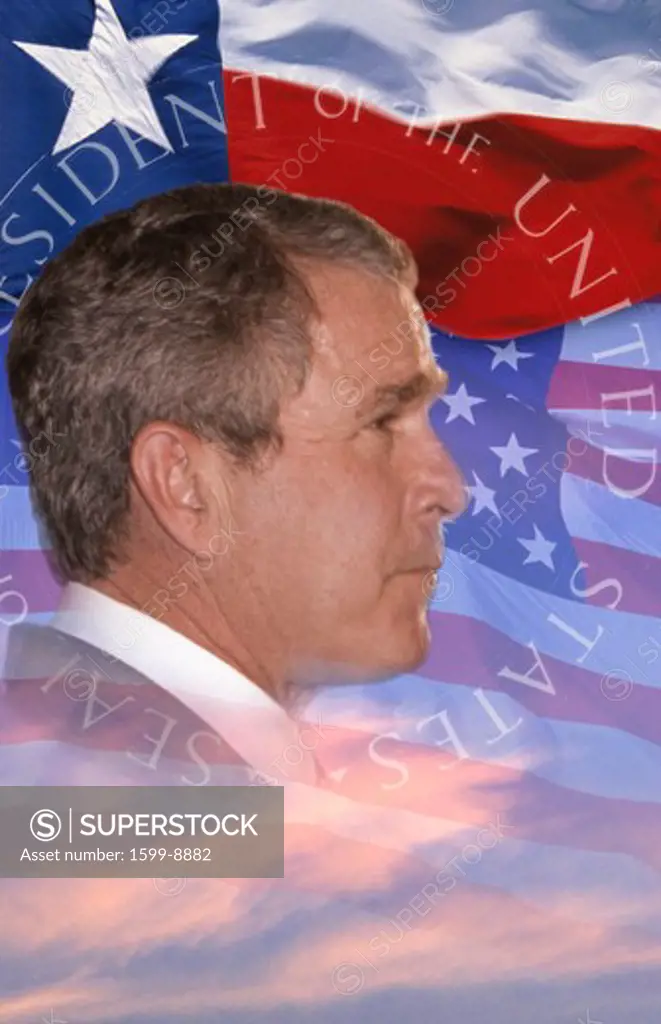 Digital composite: President George W. Bush and American flag