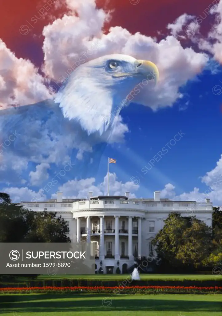 Digital composite: The White House with American eagle