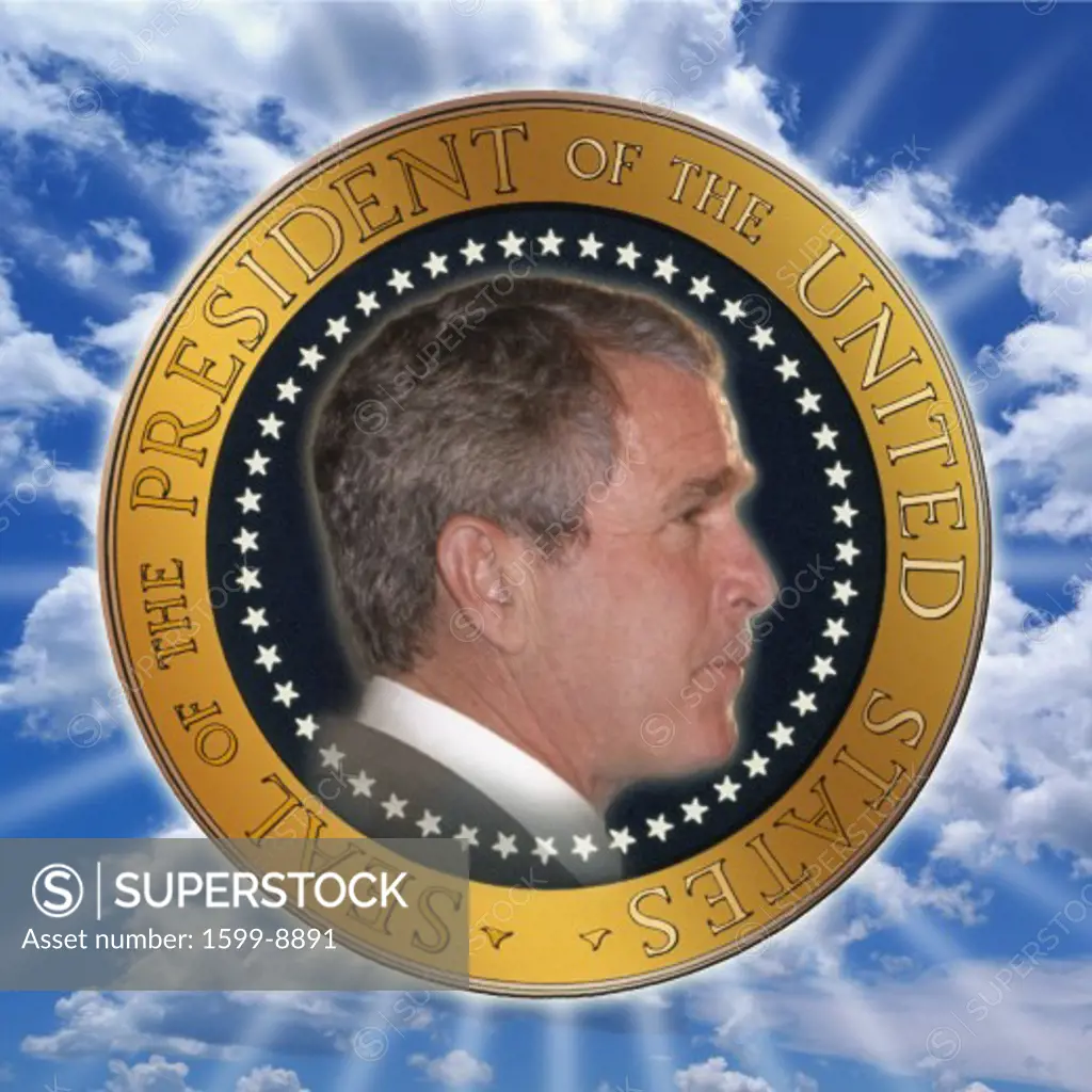Digital composite: President George W. Bush in Official Seal of the President