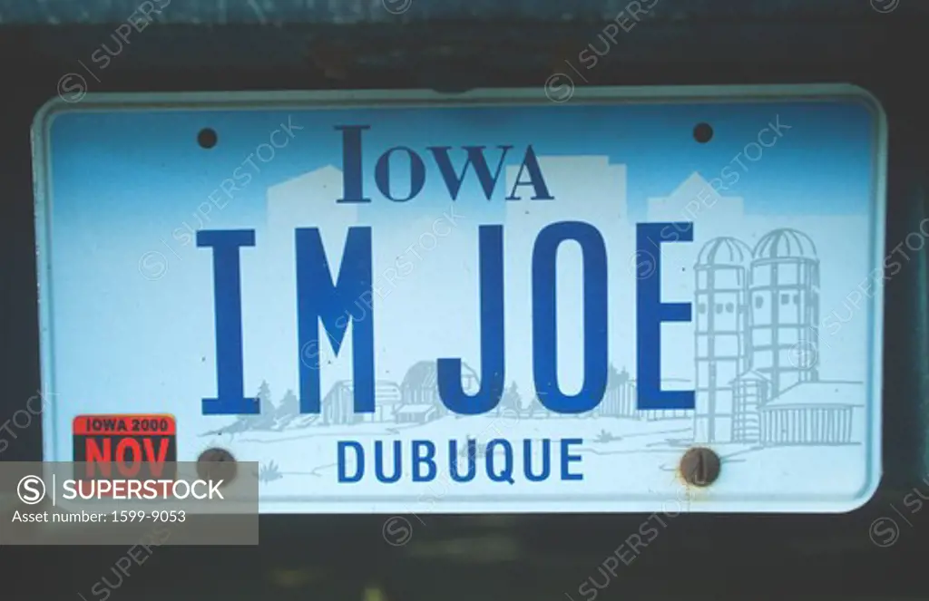Vanity License Plate - Iowa