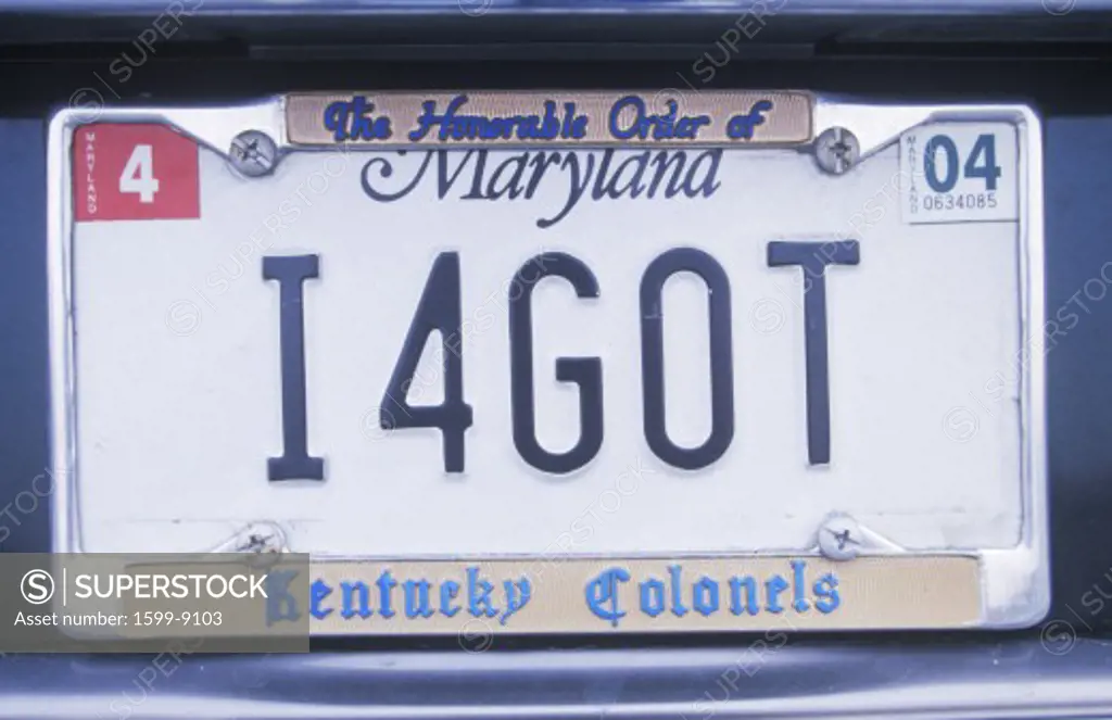Vanity License Plate - Maryland