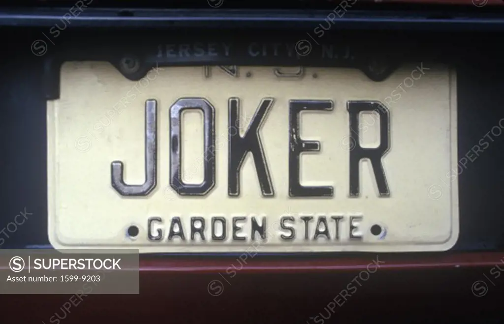 Vanity License Plate - New Jersey
