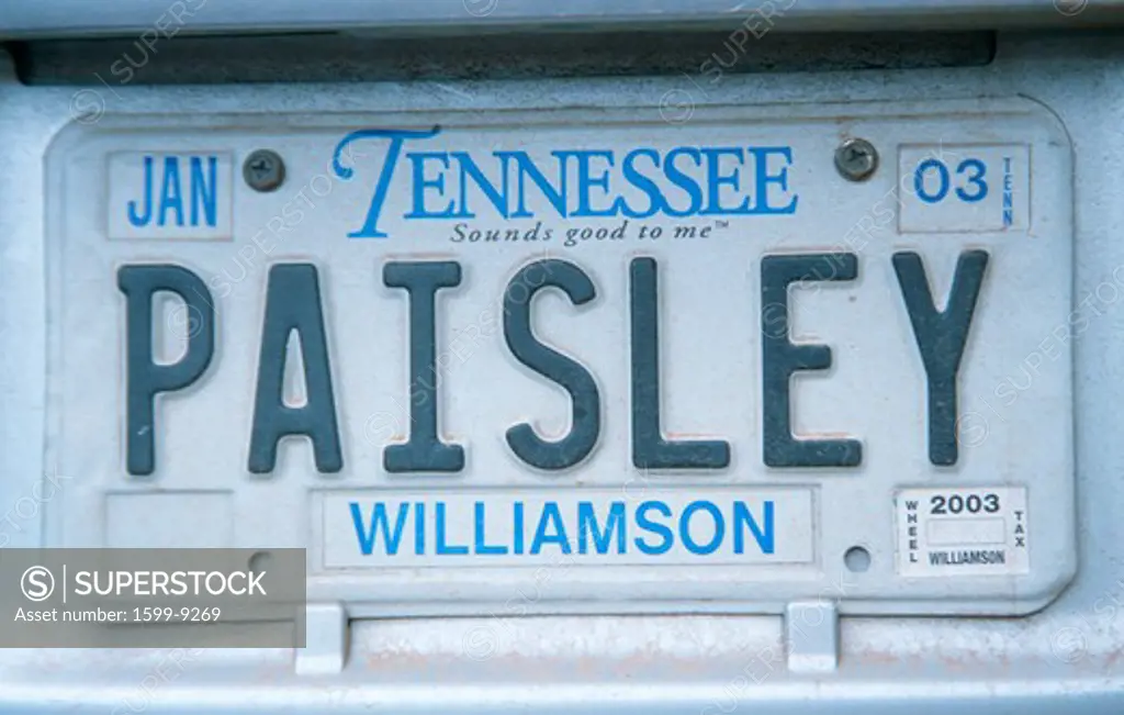 Vanity License Plate - Tennessee