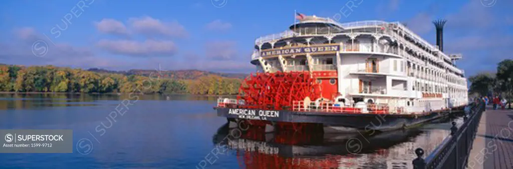 American Queen paddlewheel ship on Mississippi River, Wisconsin