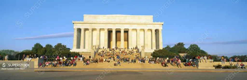 Lincoln Memorial and tourists in morning, Washington DC