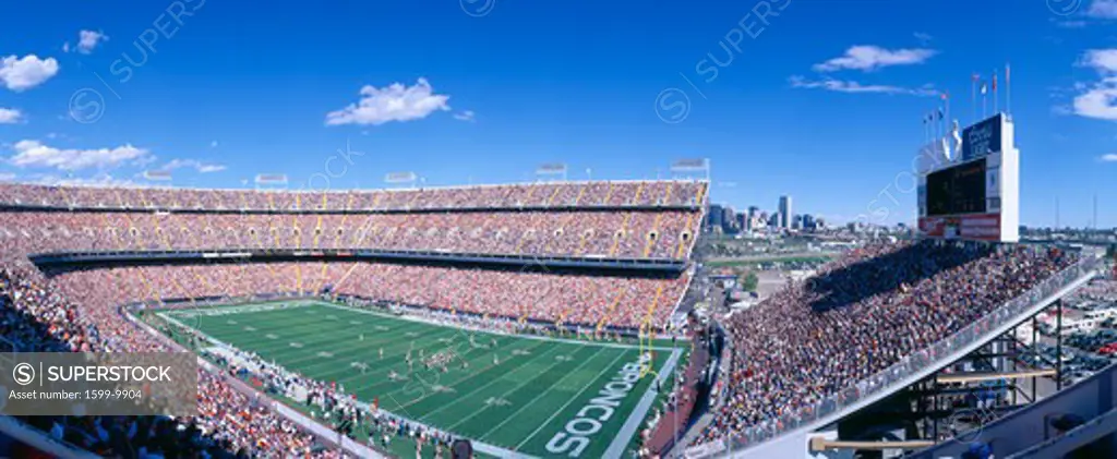 Sell-out crowd at Mile High Stadium, Broncos v. Rams, Denver, Colorado