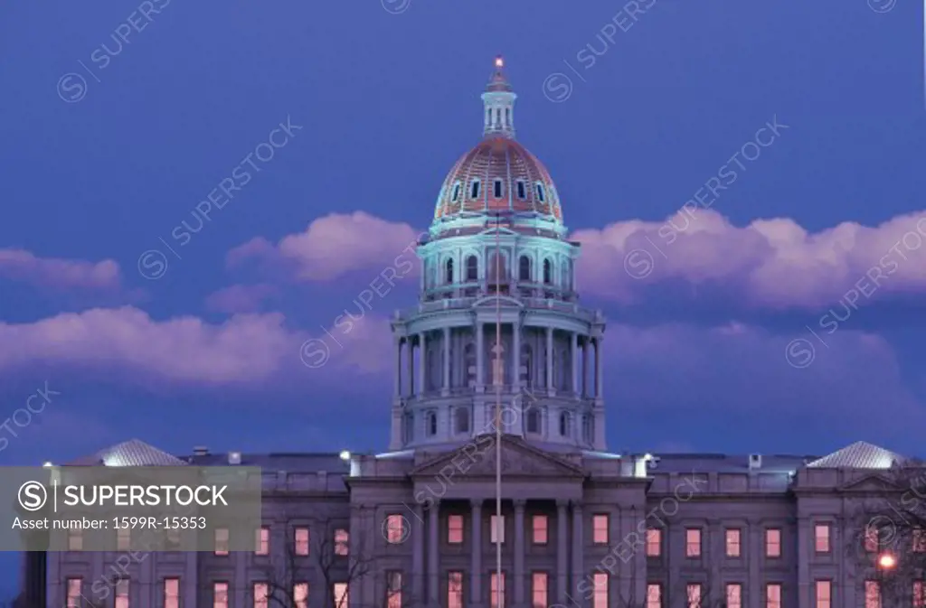 State Capitol Building in Denver, Colorado at sunset