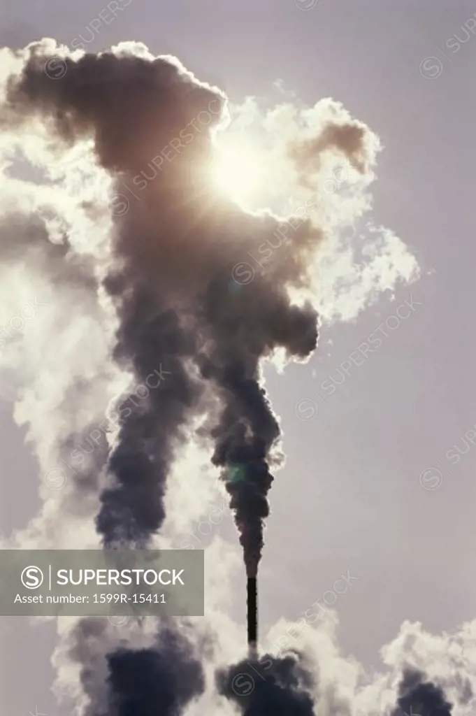 Steam spewing into the sky from a utility power plant