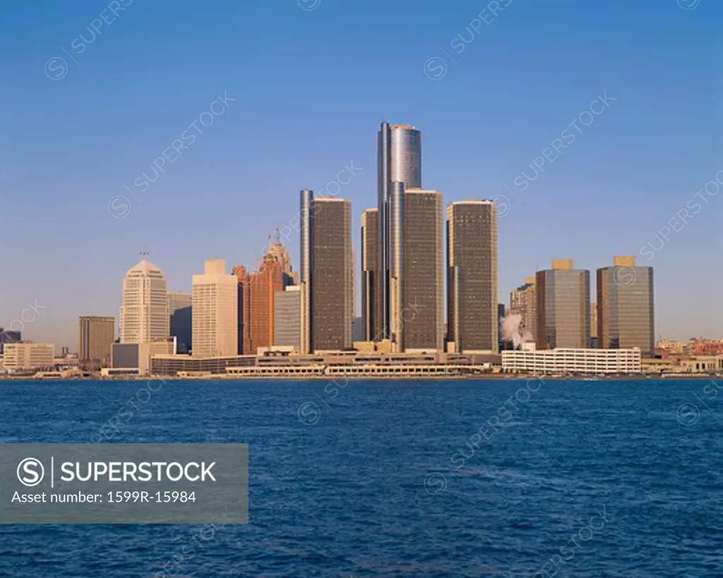 Detroit buildings on the water