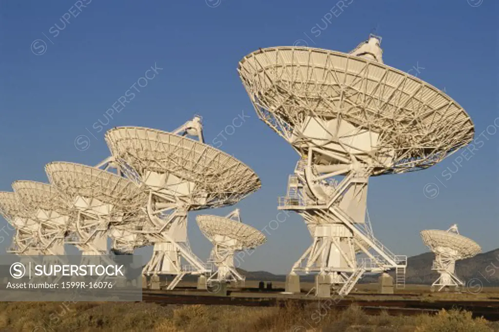 Field of VLA Very Large Array radio telescope dishes