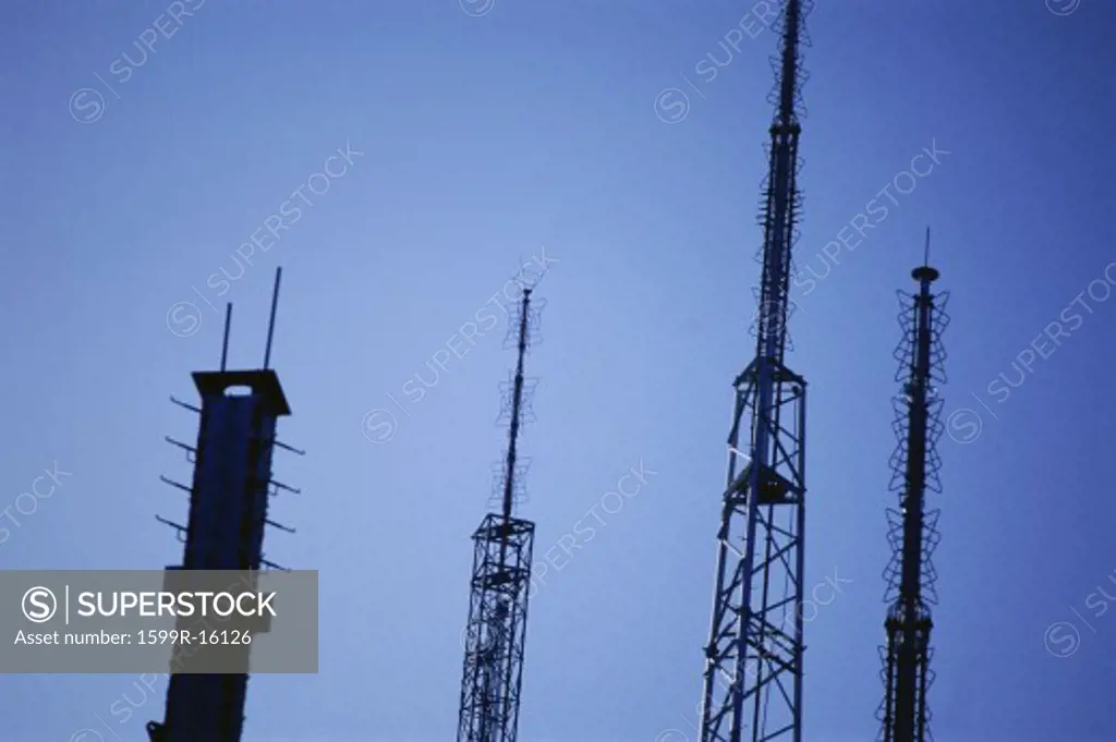 Silhouetted TV/radio antennas