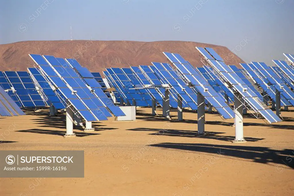 Solar panels at solar energy plant