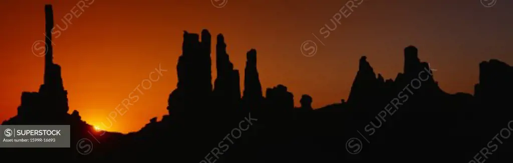 Silhouette of Arizona desert rock formations