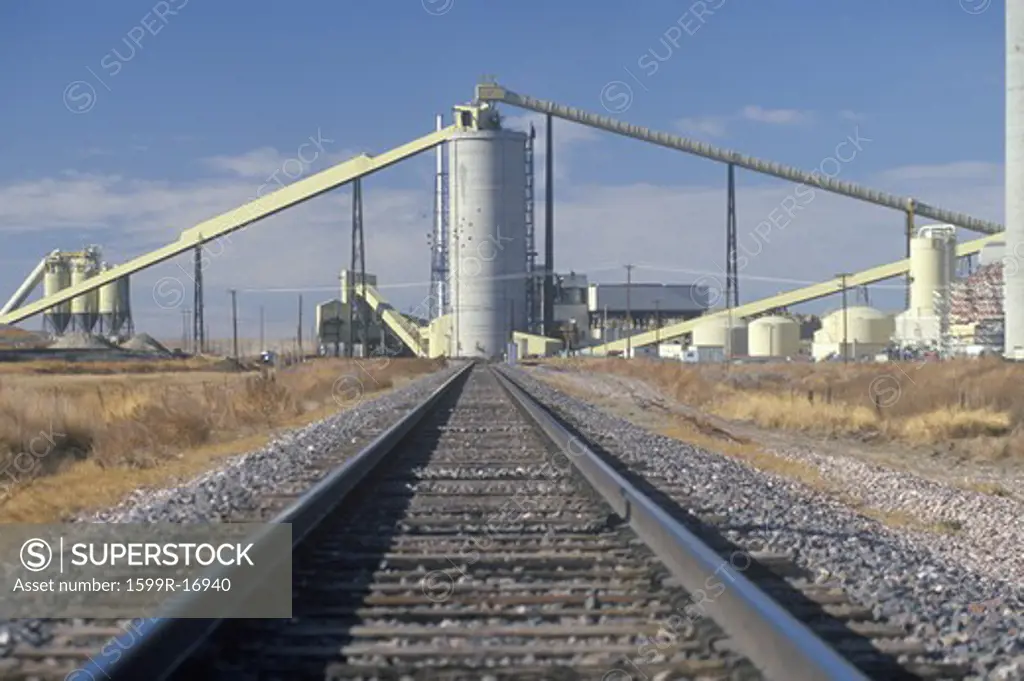 A railroad leading towards America's largest geothermal power plant in Wyodak, Wyoming