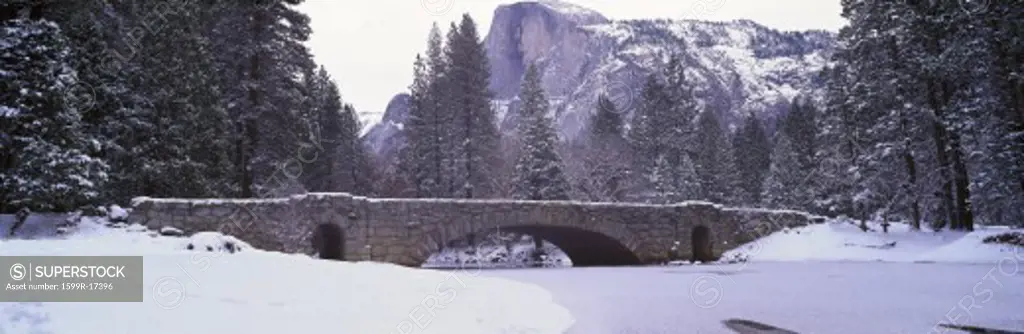 Half Dome and Merced River In Winter, Yosemite National Park, California