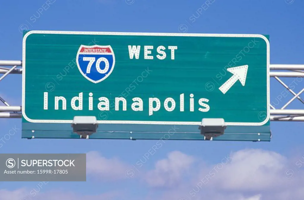 A sign for interstate 70 west in Indianapolis