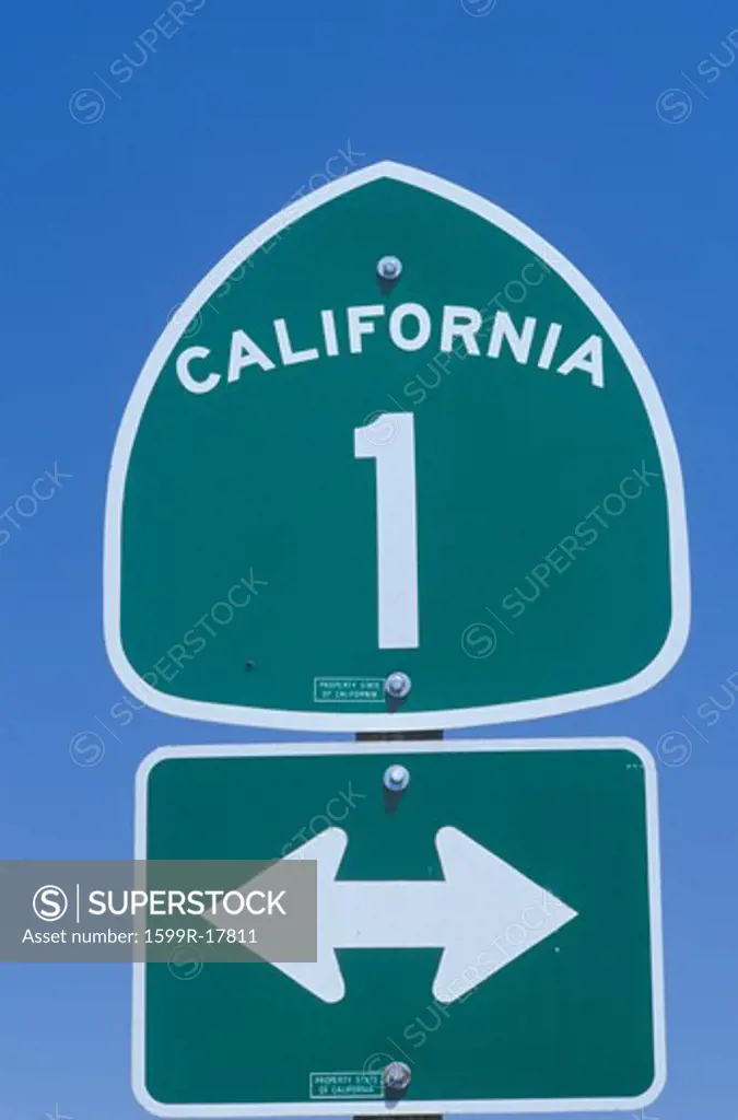 A sign for route 1 in California