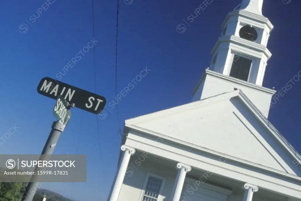 A sign for Main street in Stowe, Vermont