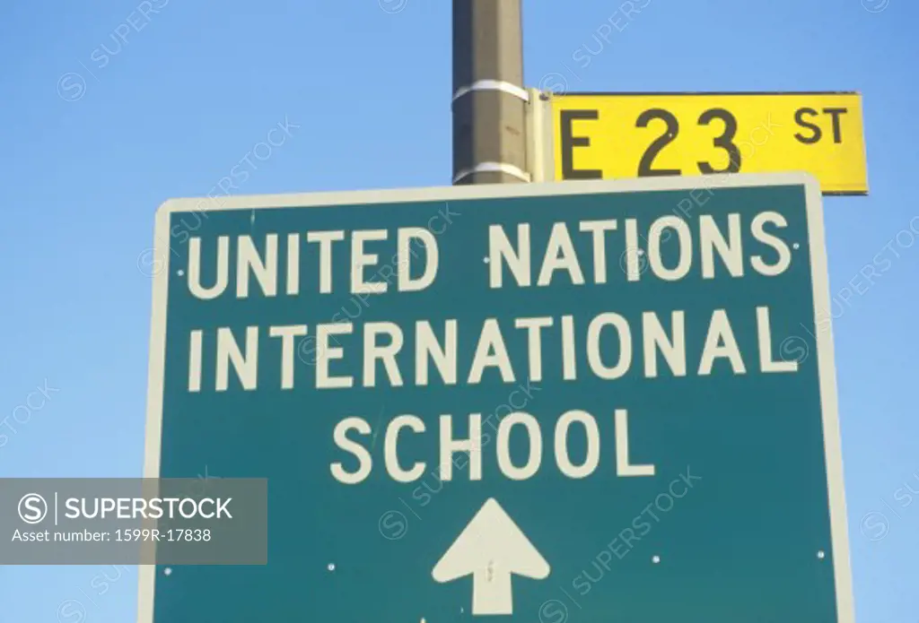 A sign for the United Nations International School