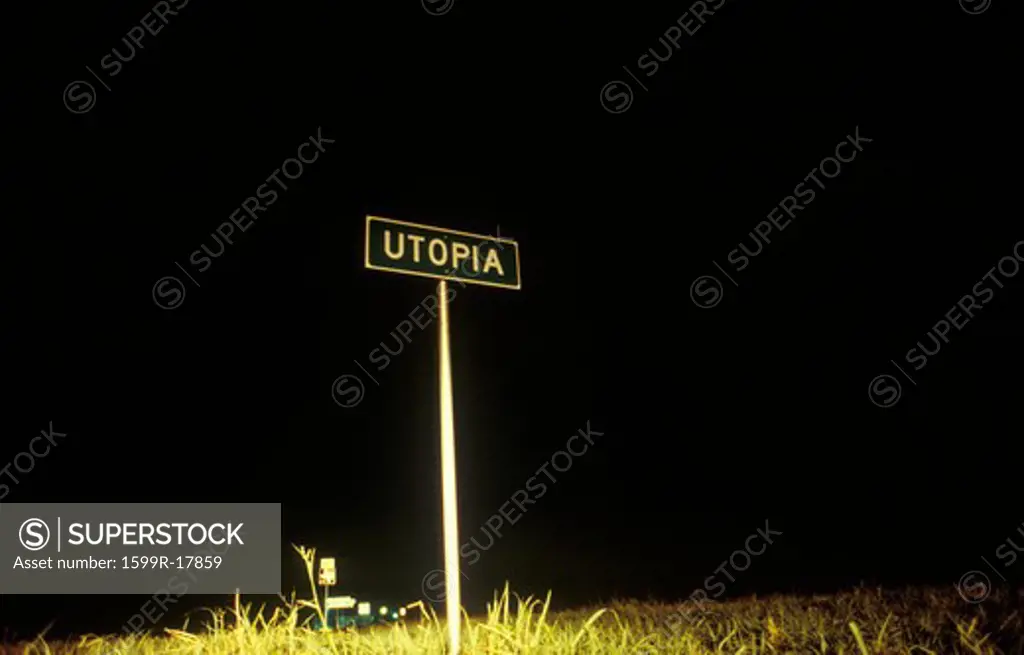 A sign for Utopia, Texas