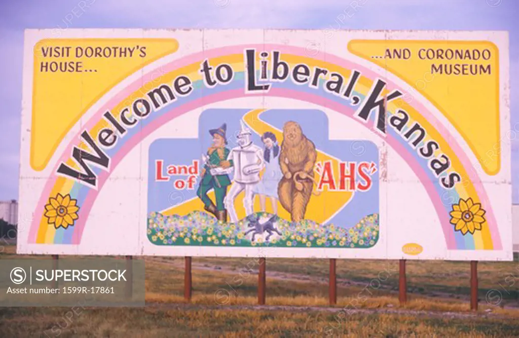 A sign for Liberal, Kansas