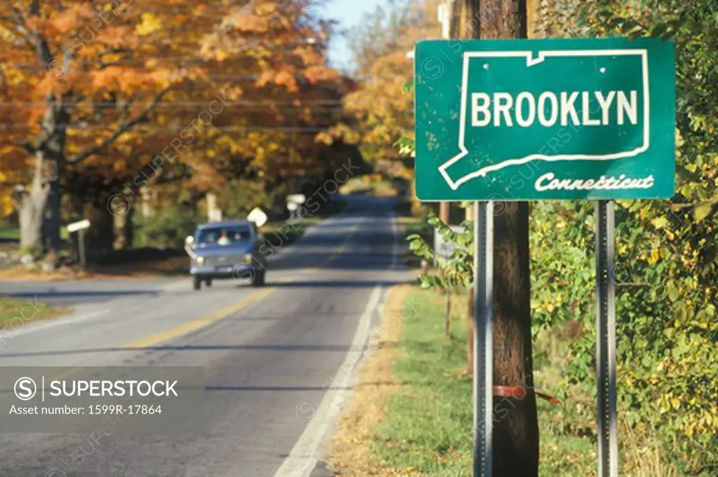 A sign for Brooklyn, Connecticut
