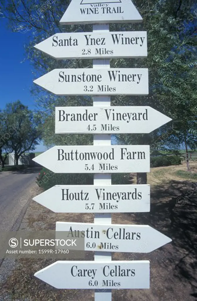 Miscellaneous distance signs in the wine country, California