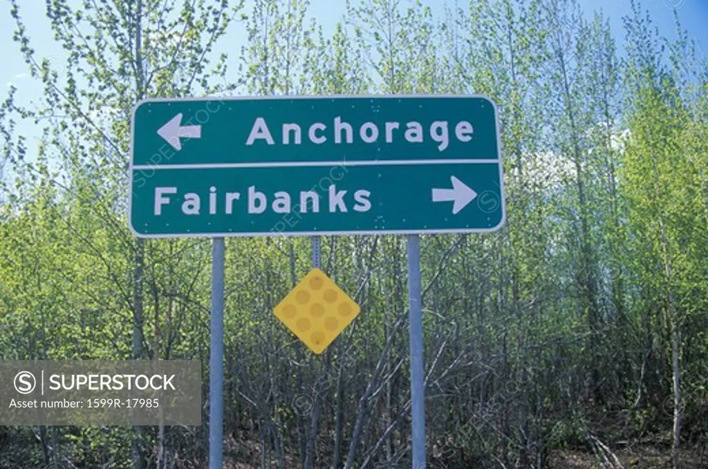 A sign that reads Anchorage/Fairbanks