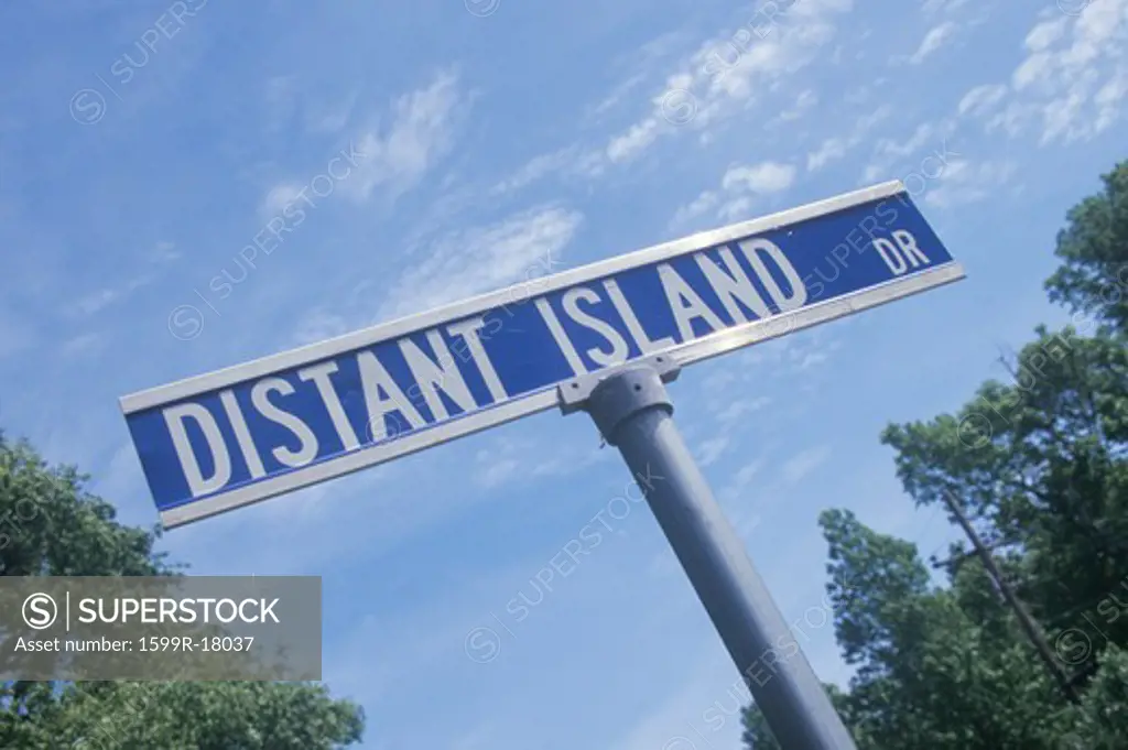 A sign that reads Distant Island Dr