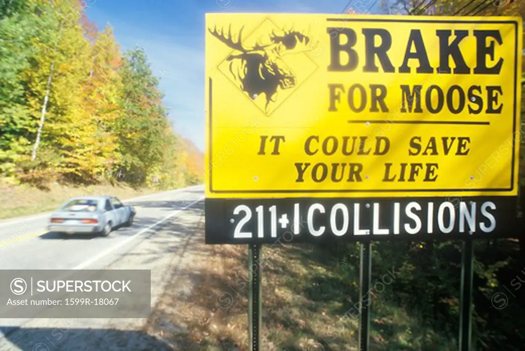 A sign that reads Brake for Moose
