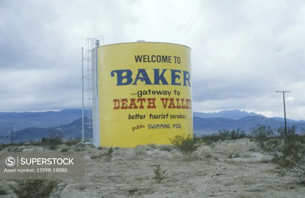 A sign that reads Welcome to Bakergateway to Death Valley