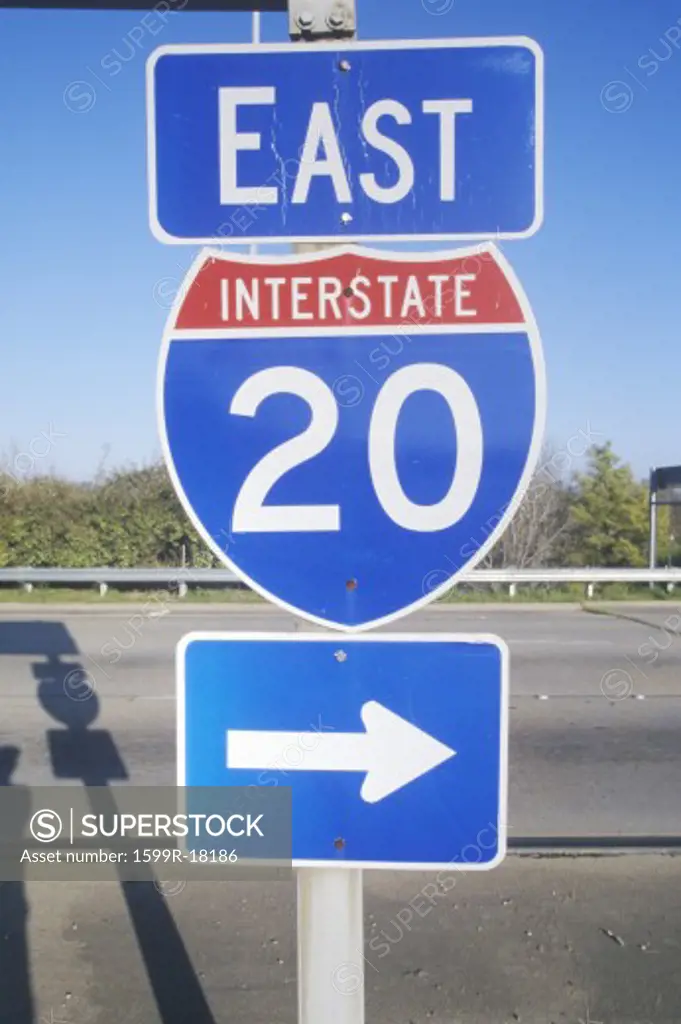 Interstate Highway 20 East entrance in Southeast USA