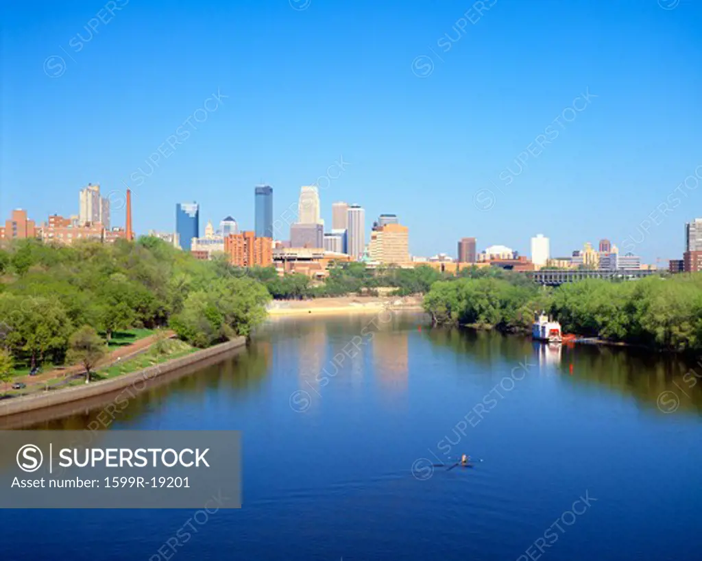 Minneapolis Skyline and Mississippi River, Minnesota