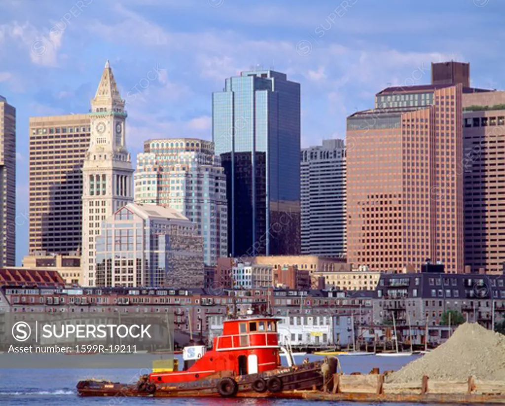 Tugboat and Boston Skyline, Massachusetts