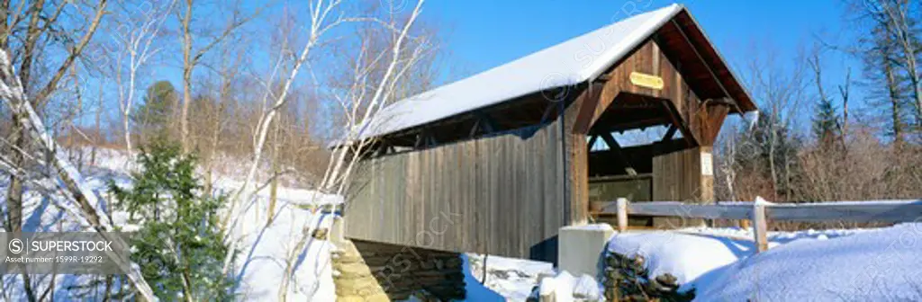 Covered Bridge, Stowe, Winter, Vermont
