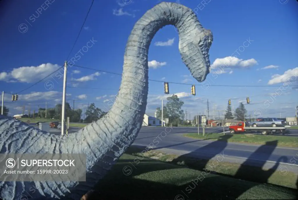 Statue of Dinosaur at roadside attraction, West VA