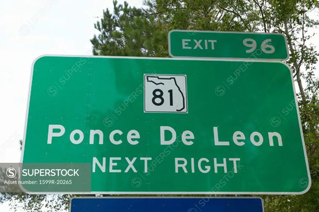 Spanish Explorer and road sign for Ponce De Leon road sign