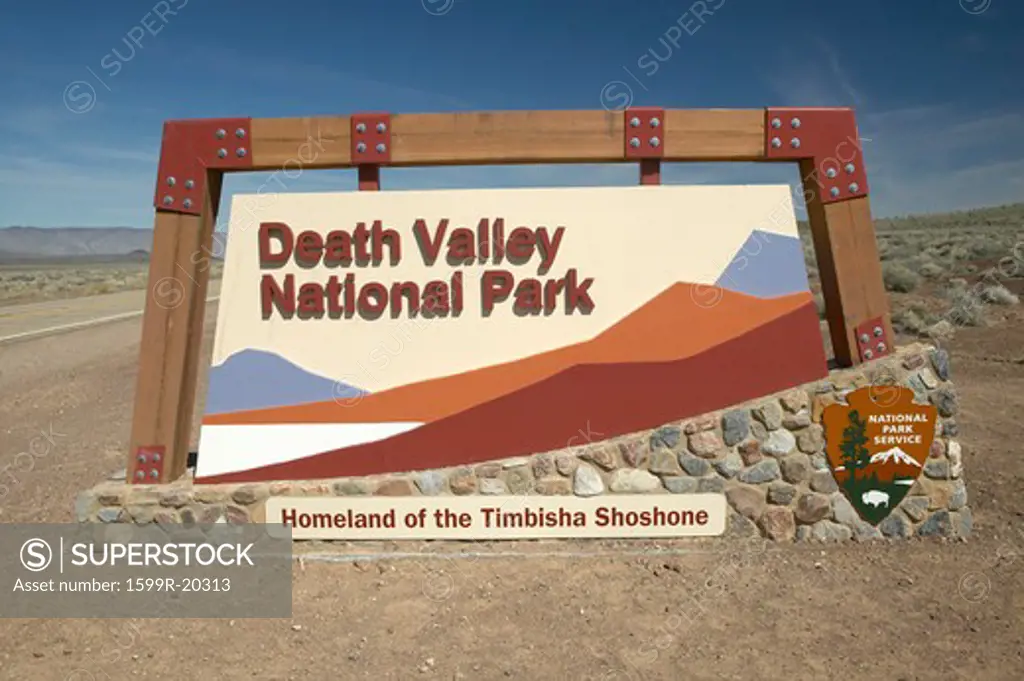 A sign announcing arrival at Death Valley National Park, CA